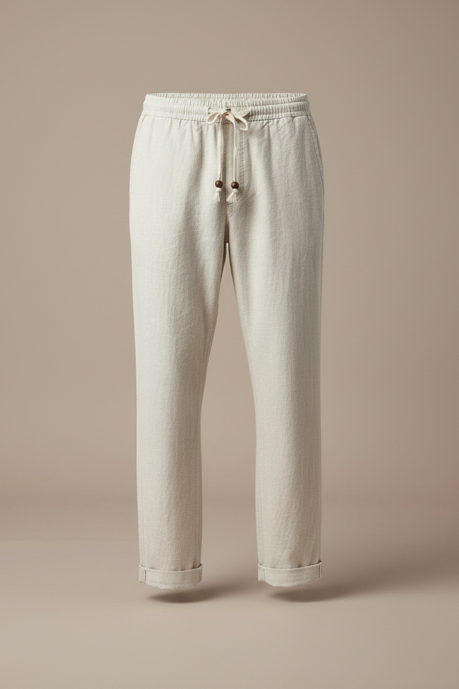 Pantalon Fluide Lin Beige - vue 3