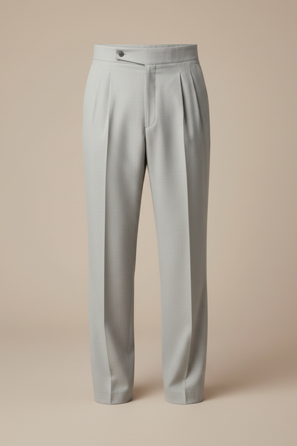 Pantalon Fluide Gris Clair Plissé Décontracté Homme - Gabardine - vue 3
