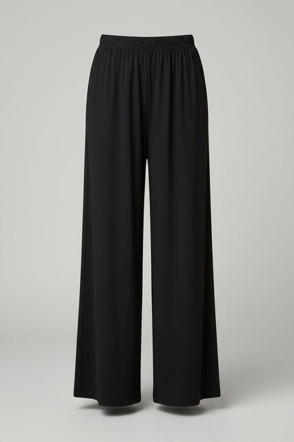 Pantalon Fluide Noir Ample Taille Élastiquée Fille - Viscose - vue 3