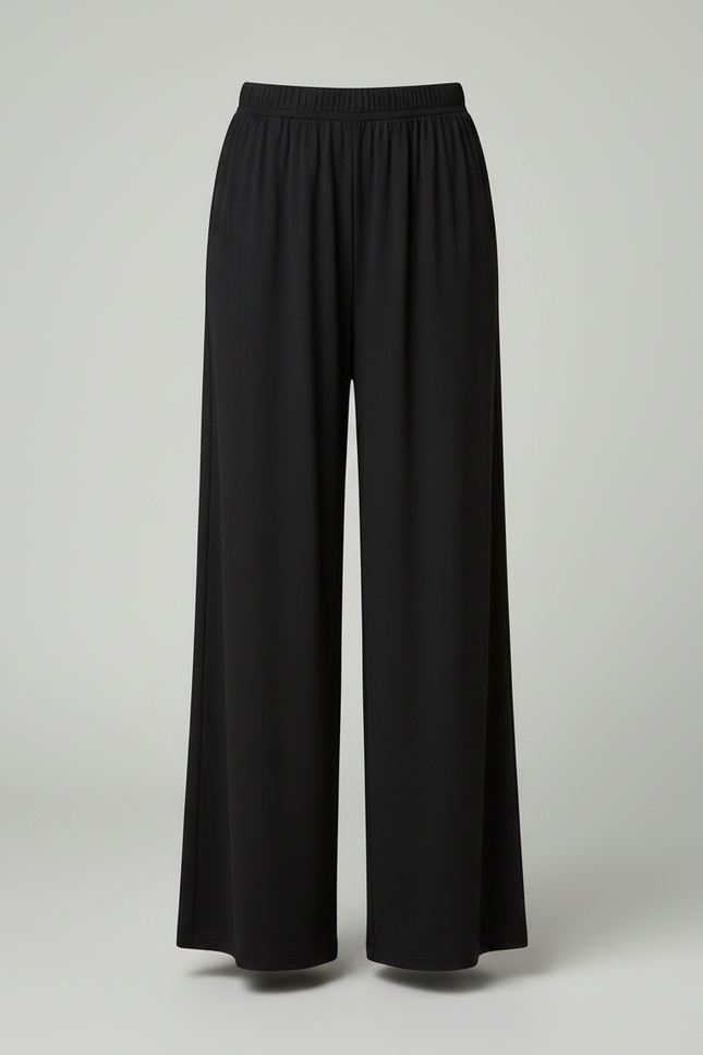 Pantalon Fluide Noir Ample Taille Élastiquée Fille - Viscose - vue 3