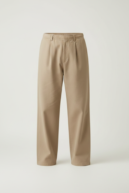 Pantalon Fluide Homme Ample Beige Coton Décontracté - vue 3