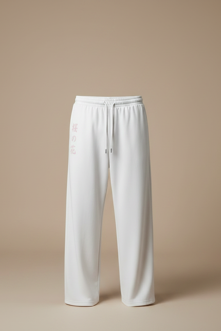 Pantalon Fluide Blanc Ample Imprimé Sakura Cordon Homme - Polyester - vue 3