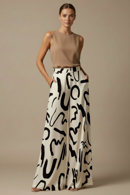 Pantalon Fluide Imprimé Large Élégant Femme - Viscose - vue 3