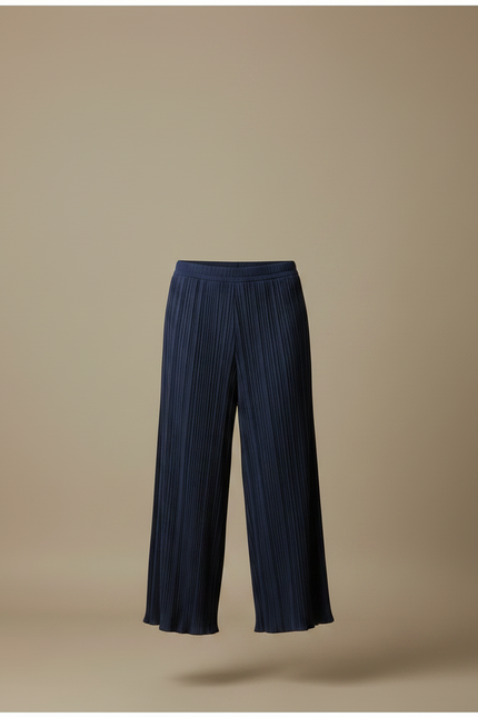Pantalon Fluide Bleu Marine Plissé Ample Homme Décontracté - Polyester - vue 3