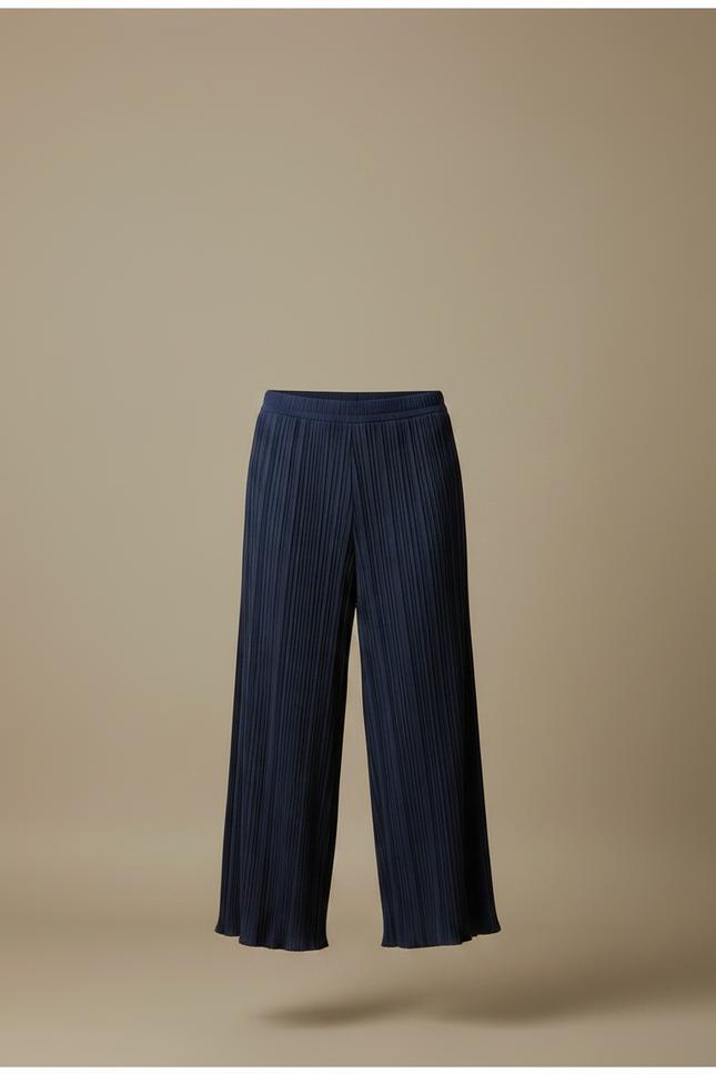 Pantalon Fluide Bleu Marine Plissé Ample Homme Décontracté - Polyester - vue 3