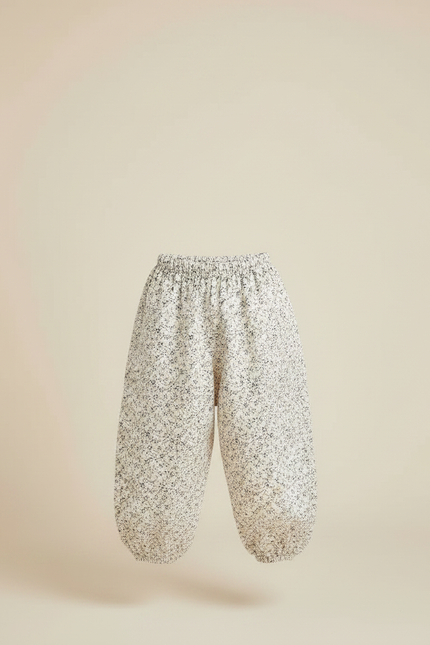 Pantalon Fluide Blanc Imprimé Fleuri Ample Coton Enfant - vue 3