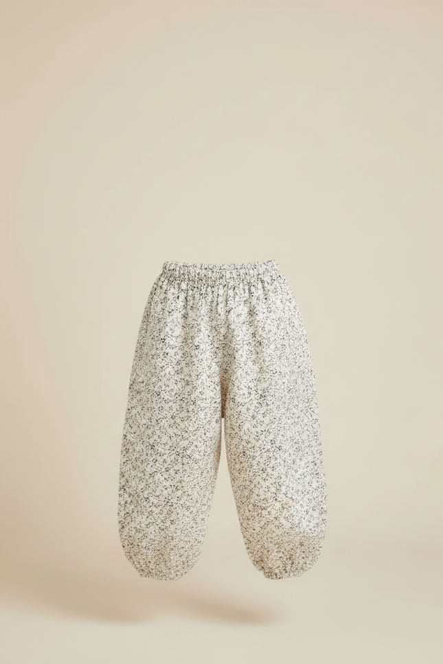 Pantalon Fluide Blanc Imprimé Fleuri Ample Coton Enfant - vue 3