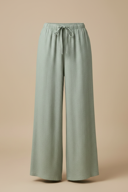 Pantalon Fluide Vert Ample Coton Léger Confortable - vue 3