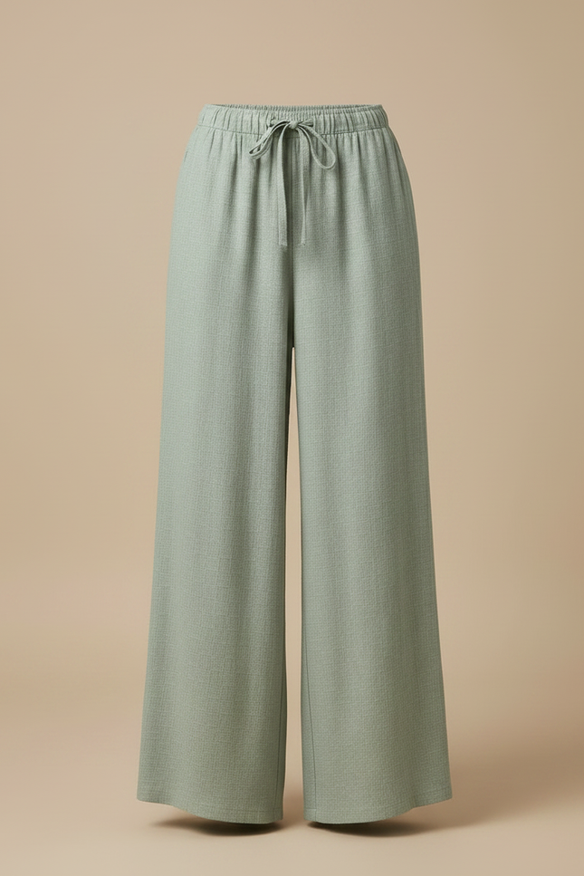 Pantalon Fluide Vert Ample Coton Léger Confortable - vue 3