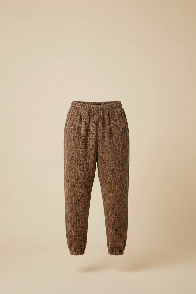 Pantalon Fluide Imprimé Léopard Marron Ample Décontracté Homme - Maille - vue 3