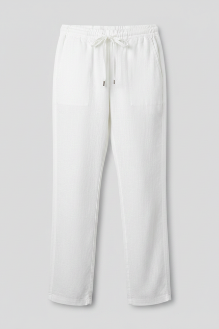 Pantalon Large Fluide Blanc - Lin - vue 3