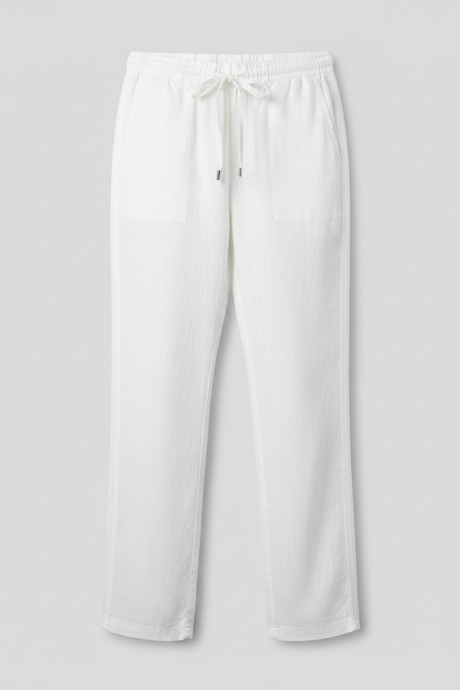 Pantalon Large Fluide Blanc - Lin - vue 3