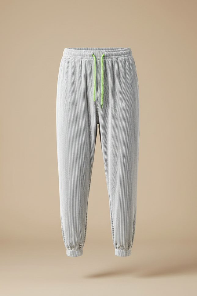 Pantalon Fluide Plissé Gris Léger Décontracté Homme - Polyester - vue 3