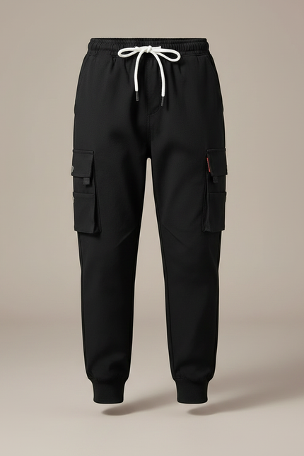 Pantalon Fluide Noir Cargo Multi-Poches Garçon - Polyester - vue 3