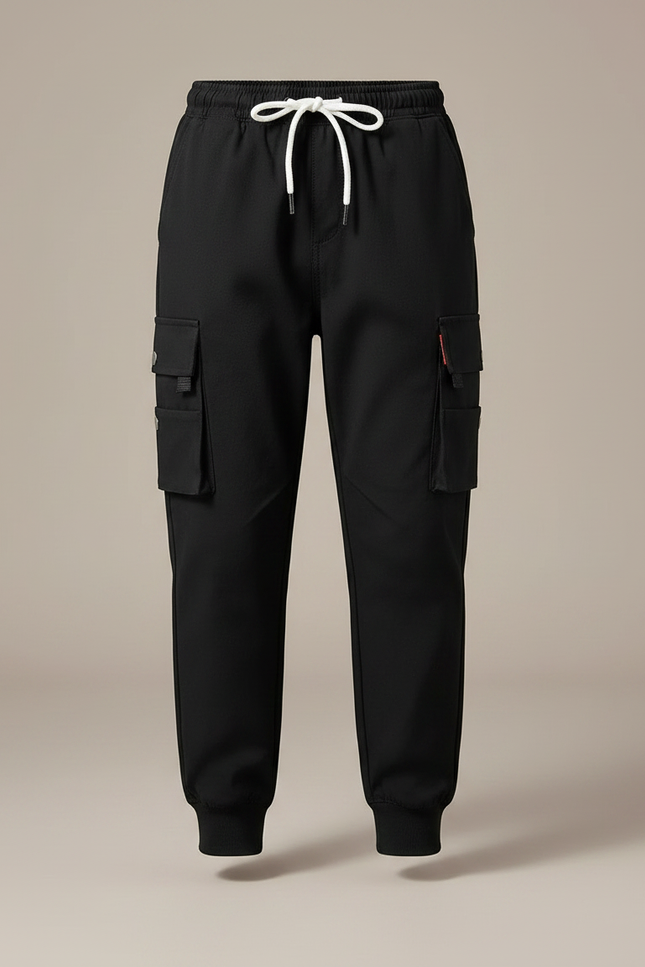 Pantalon Fluide Noir Cargo Multi-Poches Garçon - Polyester - vue 3