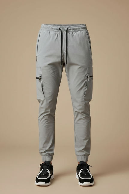 Pantalon Fluide Gris Cargo Jogger Sport Homme - Polyester - vue 3