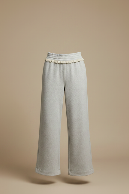 Pantalon Fluide Gris Ample Décontracté Coton Élastique - Molleton - vue 3