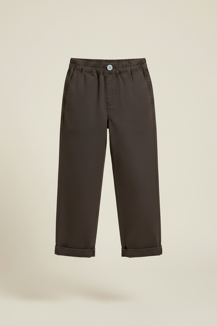 Pantalon Fluide Marron Coton Ample Garçon Décontracté - Gabardine - vue 3