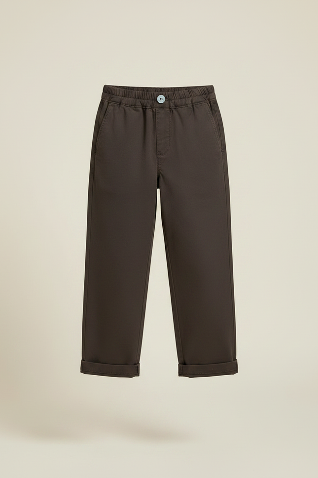 Pantalon Fluide Marron Coton Ample Garçon Décontracté - Gabardine - vue 3