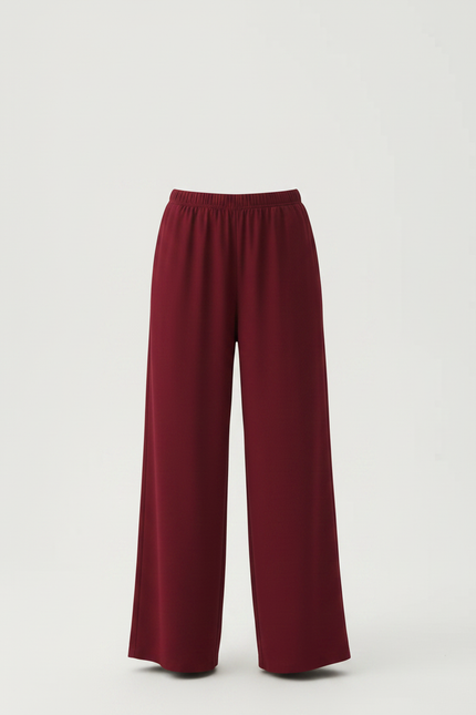 Pantalon Fluide Bordeaux Ample Taille Élastique Fille - Viscose - vue 3