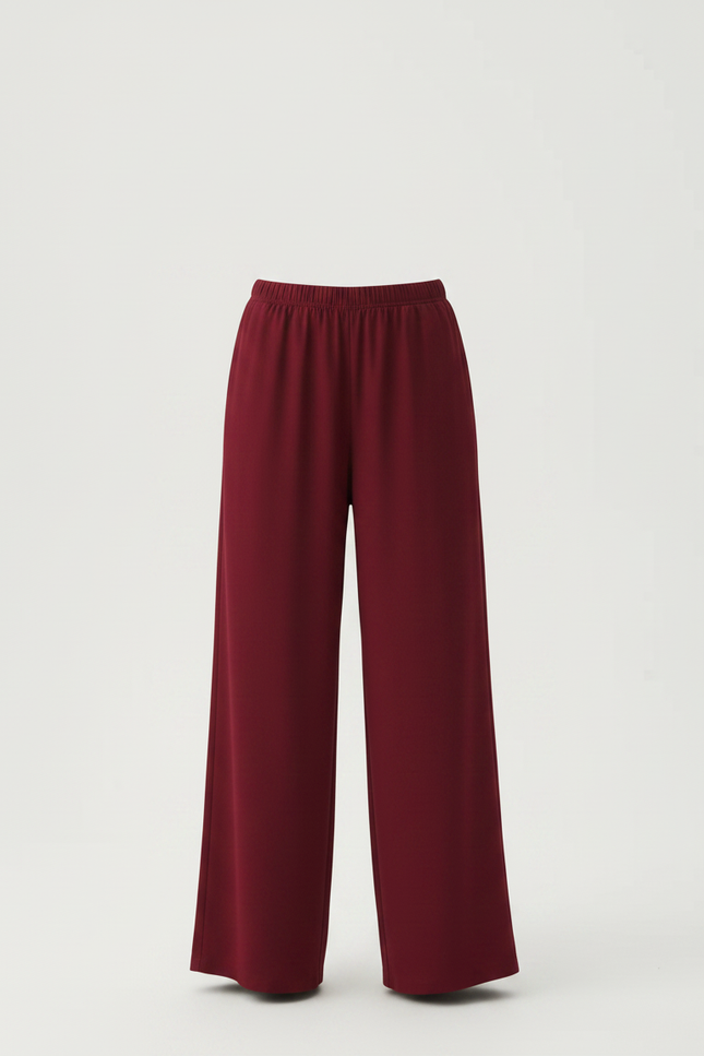Pantalon Fluide Bordeaux Ample Taille Élastique Fille - Viscose - vue 3