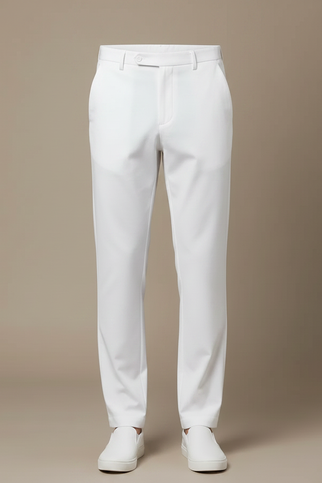 Pantalon Fluide Blanc Coton Droit Élégant Homme - vue 3
