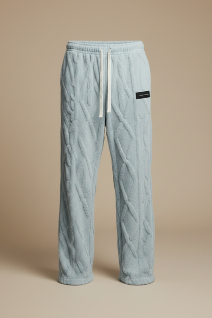 Pantalon Fluide Bleu Câblé Polaire Ample Confortable - Molleton - vue 3