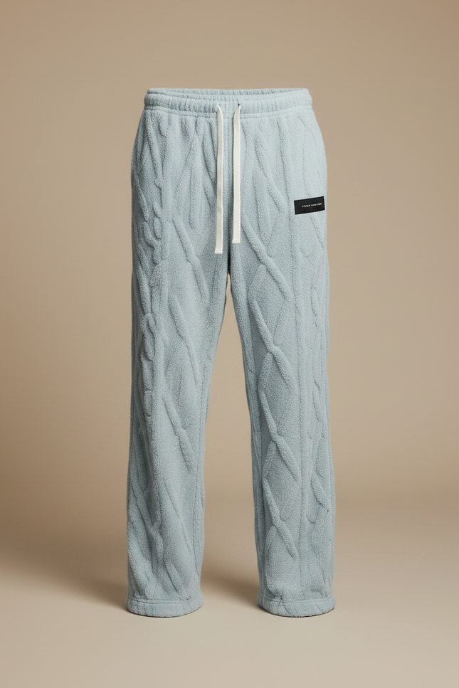 Pantalon Fluide Bleu Câblé Polaire Ample Confortable - Molleton - vue 3
