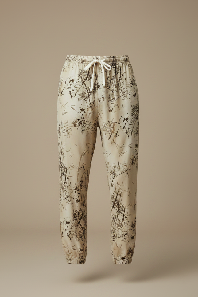 Pantalon Fluide Beige Imprimé Floral Décontracté Homme - Viscose - vue 3