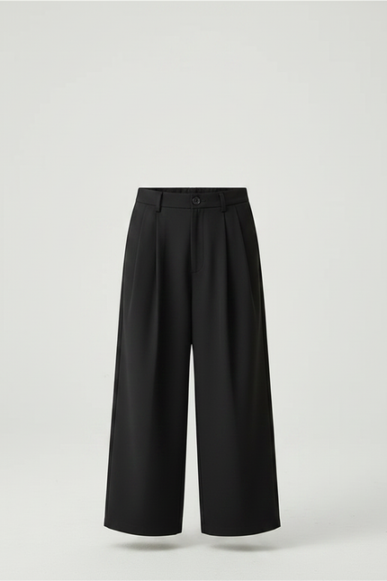 Pantalon Fluide Noir Ample Plissé Élégant Enfant - Polyester - vue 3