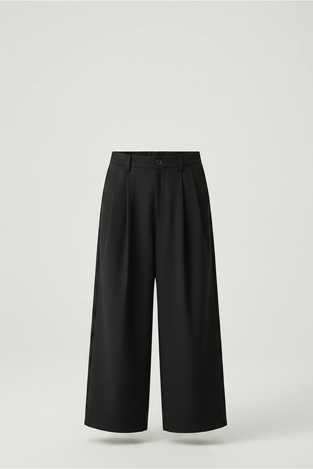 Pantalon Fluide Noir Ample Plissé Élégant Enfant - Polyester - vue 3