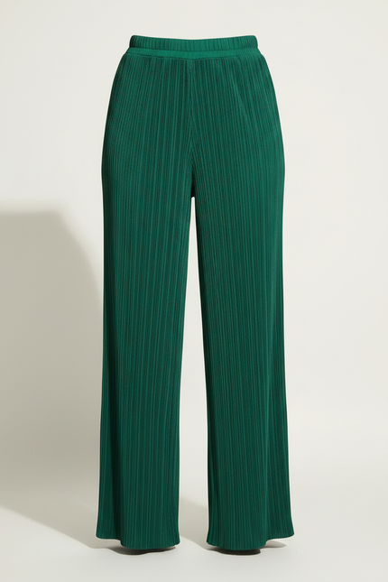 Pantalon Fluide Vert Émeraude Plissé Ample Décontracté - Polyester - vue 3