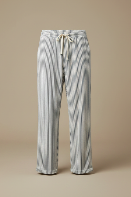 Pantalon Fluide Rayé Droit Décontracté Homme Cordon - Imprimé Maille - vue 3
