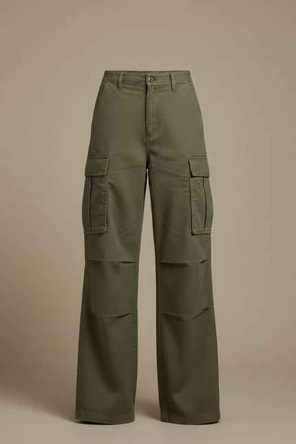 Pantalon Fluide Kaki Ample Cargo Coton Décontracté - vue 3