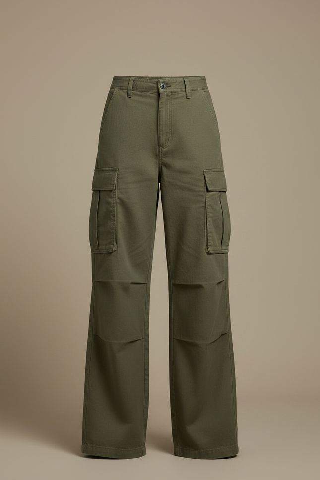Pantalon Fluide Kaki Ample Cargo Coton Décontracté - vue 3