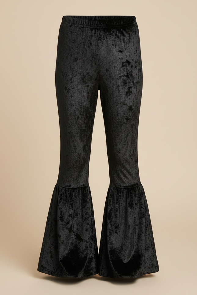 Pantalon Fluide Velours Noir Évasé Enfant Confortable - vue 3