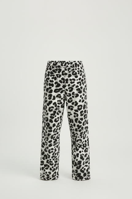 Pantalon Fluide Léopard Noir Blanc Ample Confortable - Imprimé Maille - vue 3
