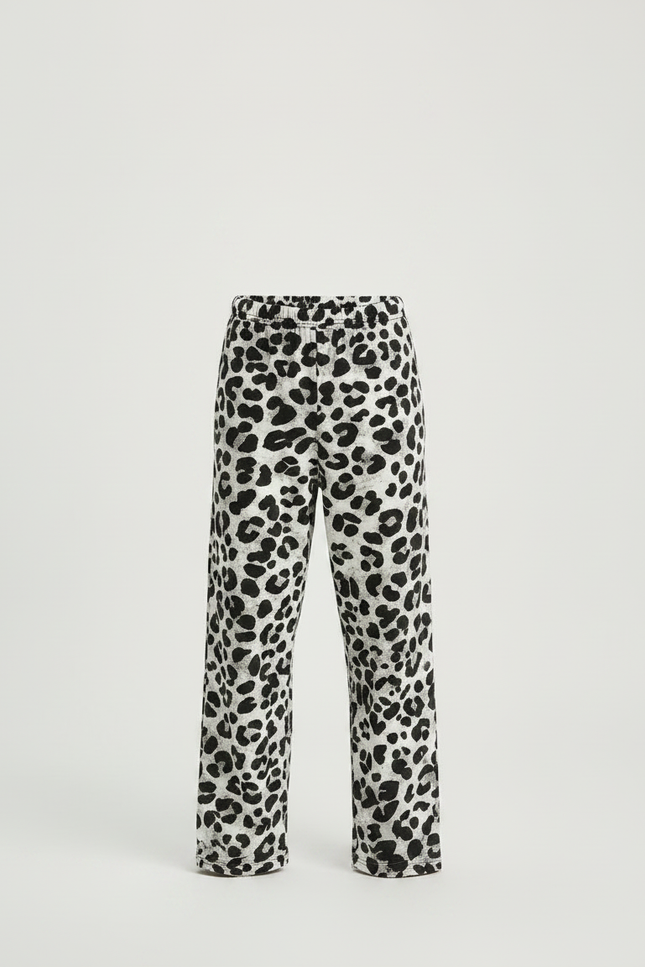 Pantalon Fluide Léopard Noir Blanc Ample Confortable - Imprimé Maille - vue 3