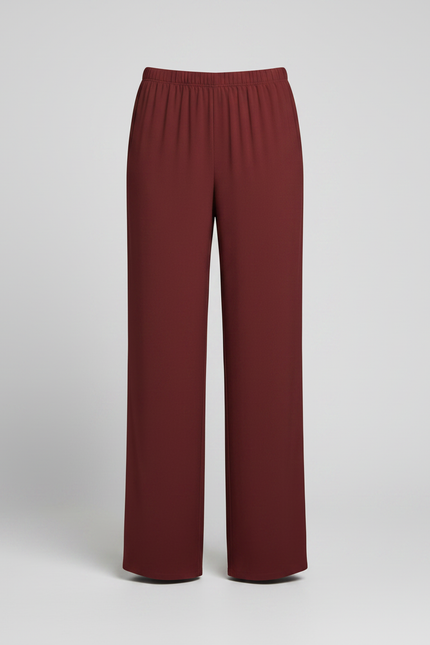 Pantalon Fluide Rouge Ample Élégant Femme - Bordeaux Viscose - vue 3
