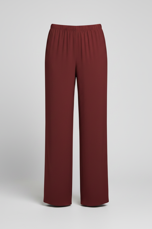 Pantalon Fluide Rouge Ample Élégant Femme - Bordeaux Viscose - vue 3