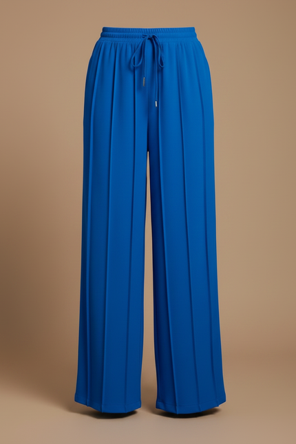 Pantalon Fluide Bleu Royal Ample Plissé Décontracté - Polyester - vue 3