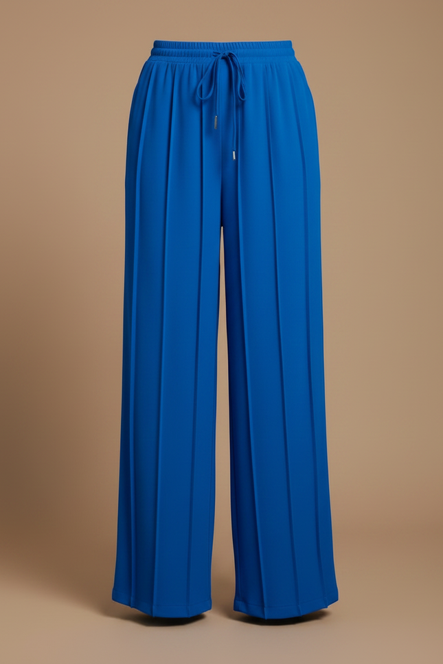 Pantalon Fluide Bleu Royal Ample Plissé Décontracté - Polyester - vue 3