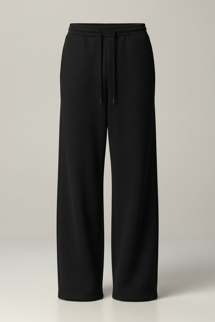 Pantalon Fluide Noir Ample Décontracté Homme Coton - Molleton - vue 3