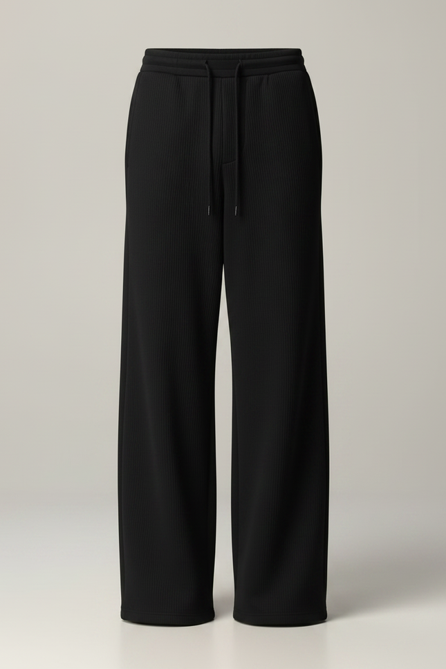Pantalon Fluide Noir Ample Décontracté Homme Coton - Molleton - vue 3