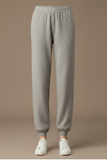 Pantalon Fluide Gris Maille Laine Décontracté Confortable Femme - vue 3