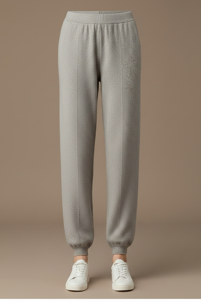 Pantalon Fluide Gris Maille Laine Décontracté Confortable Femme - vue 3