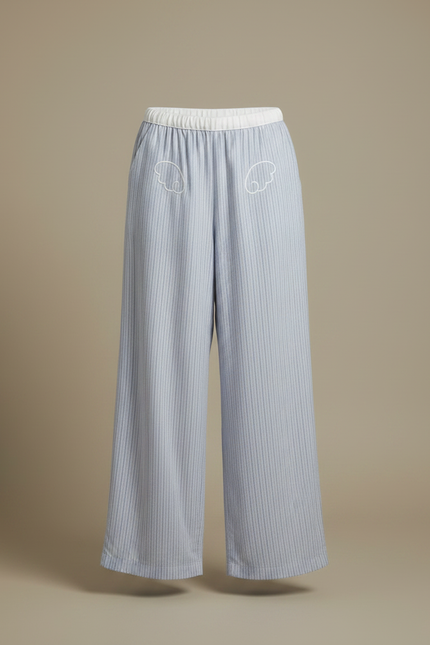 Pantalon Fluide Rayé Bleu Et Blanc - Lin - vue 3