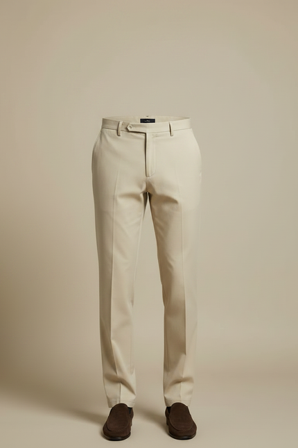 Pantalon Fluide Beige Homme Droit Élégant Coton - Gabardine - vue 3