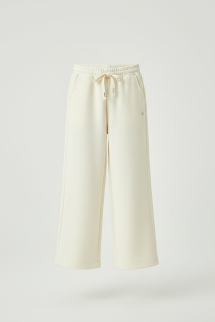 Pantalon Fluide Écru Ample Cordon Décontracté Enfant - Beige Molleton - vue 3