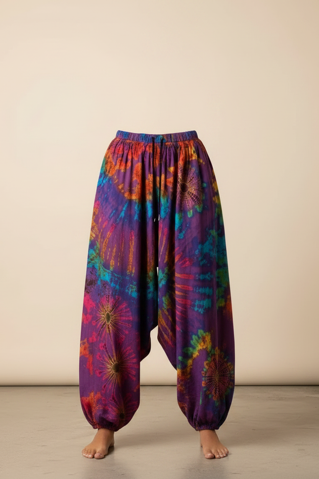 Pantalon Fluide Tie Dye Coloré Ample Confortable Bohème - Multicolore Viscose - vue 3